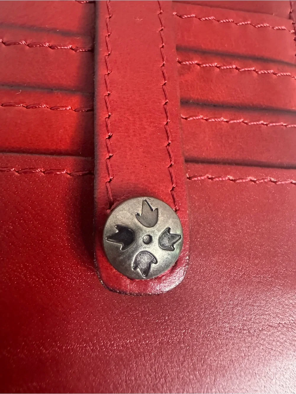 #436 Patricia Nash Slim Red Leather Card Holder Wristlet Wallet